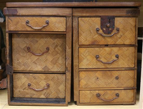 A Japanese parquetry table cabinet